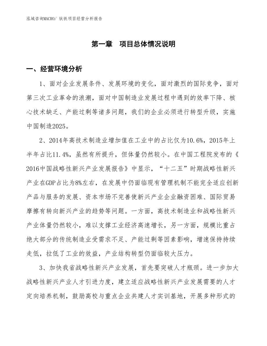 钛铁项目经营分析报告_第1页