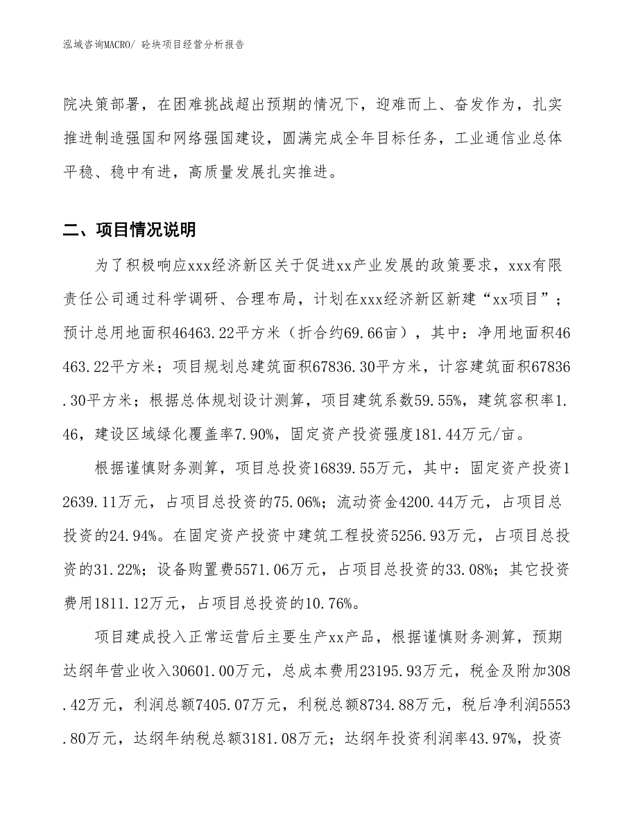 砼块项目经营分析报告_第2页