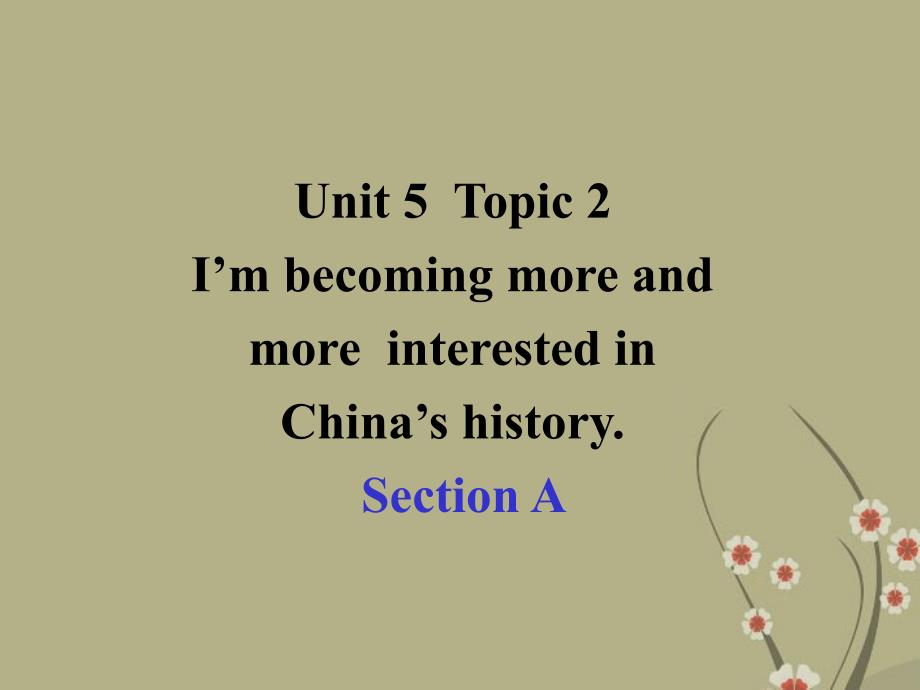 Unit 5 Topic 2 I’m becoming more and more interested in China’s history.Section A课件 (仁爱版九年级下).ppt_第1页