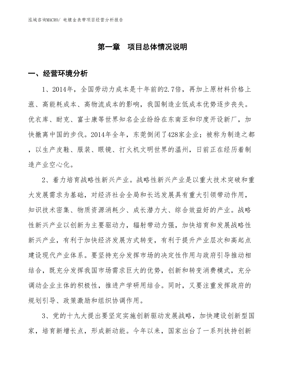 电镀金表带项目经营分析报告_第1页