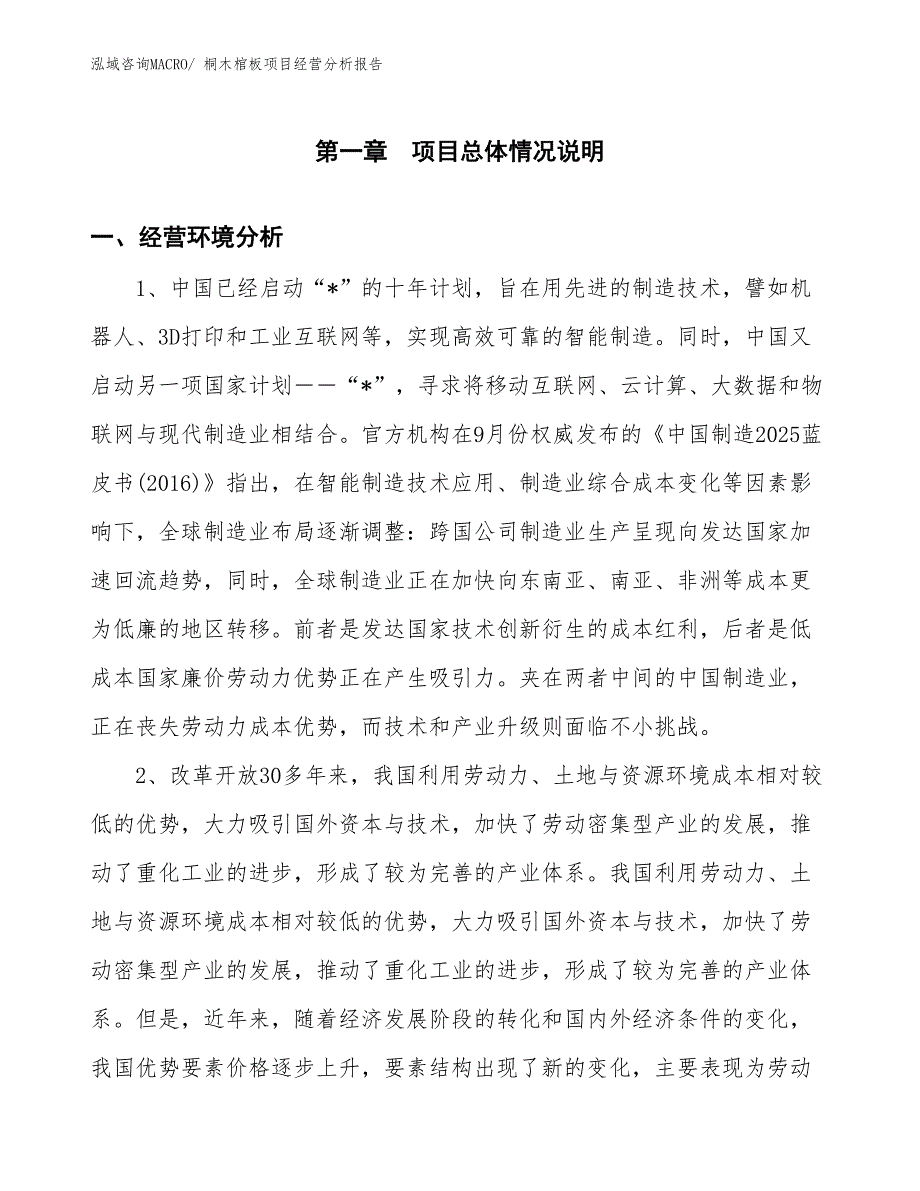 桐木棺板项目经营分析报告_第1页