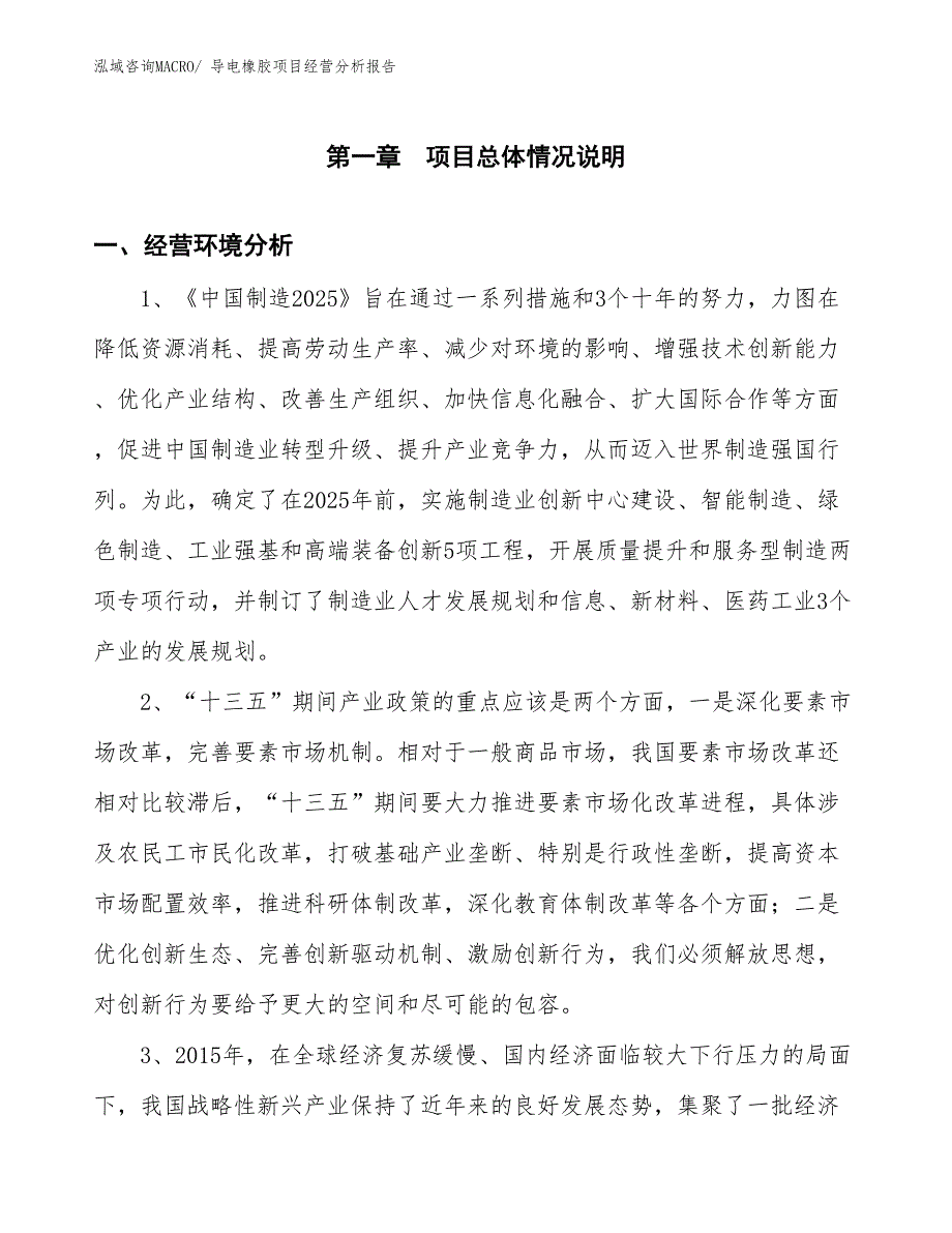 导电橡胶项目经营分析报告_第1页