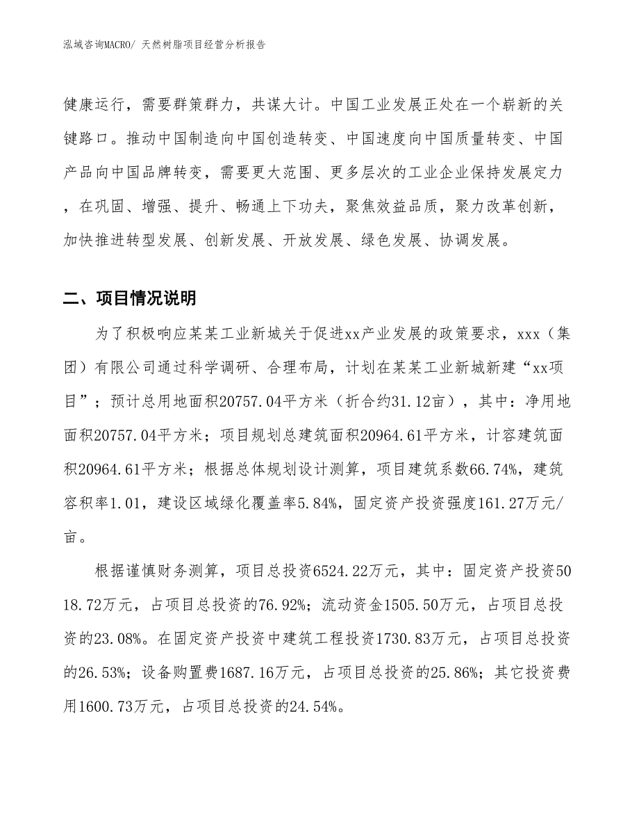 天然树脂项目经营分析报告_第2页