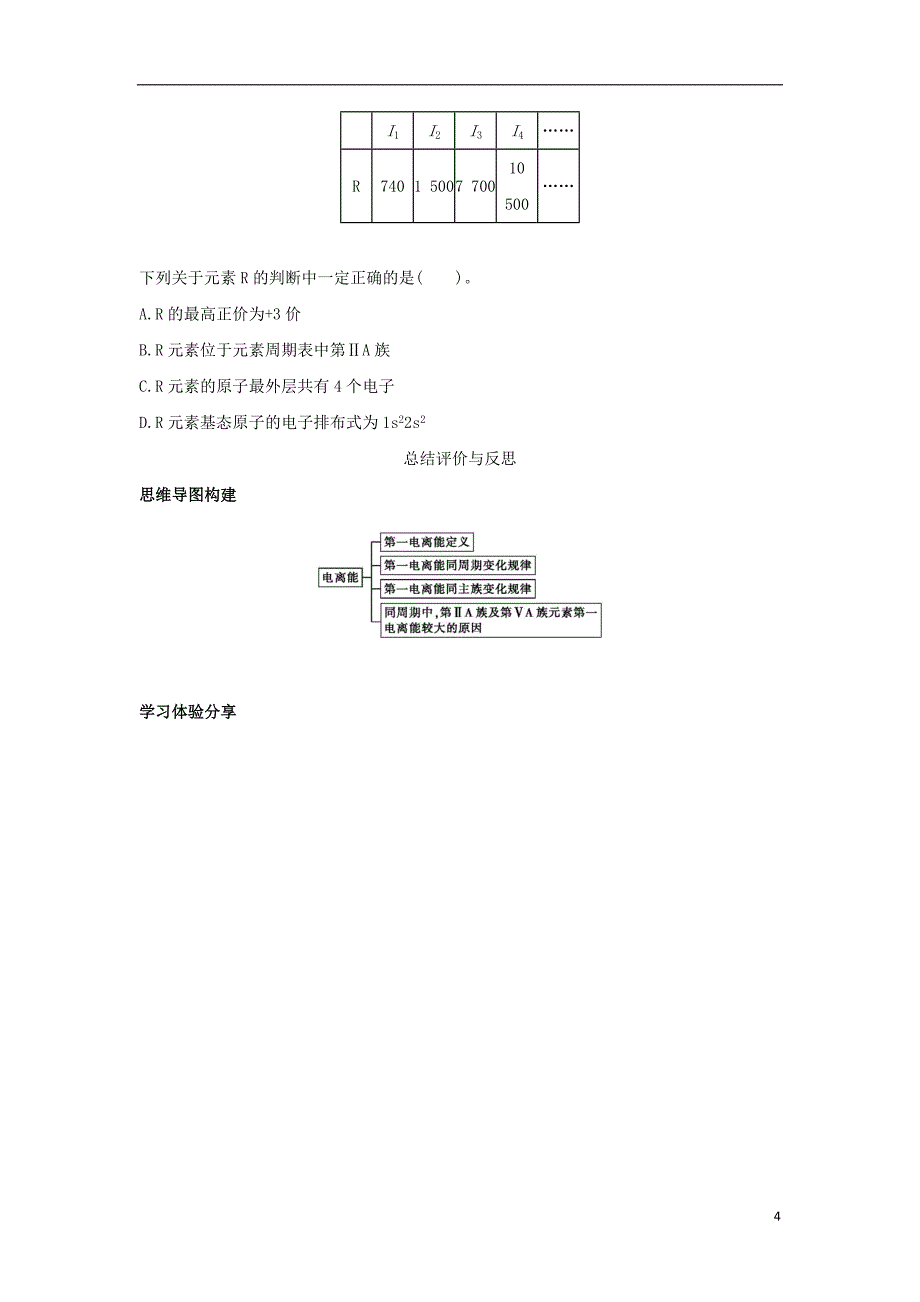 2017-2018学年高中化学第1章原子结构第3节原子结构与元素性质第1课时电离能及其变化规律导学案鲁科版选修_第4页