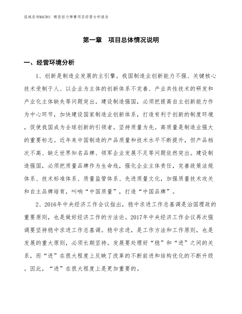 精密扭力弹簧项目经营分析报告_第1页