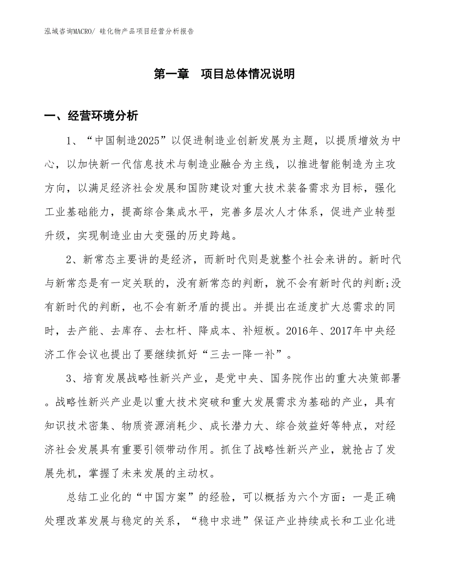 硅化物产品项目经营分析报告_第1页