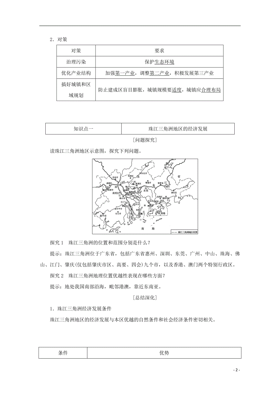 2017-2018学年高中地理第四单元区域综合开发与可持续发展第三节经济发达地区的可持续发展--以珠江三角洲地区为例习题鲁教版必修_第2页