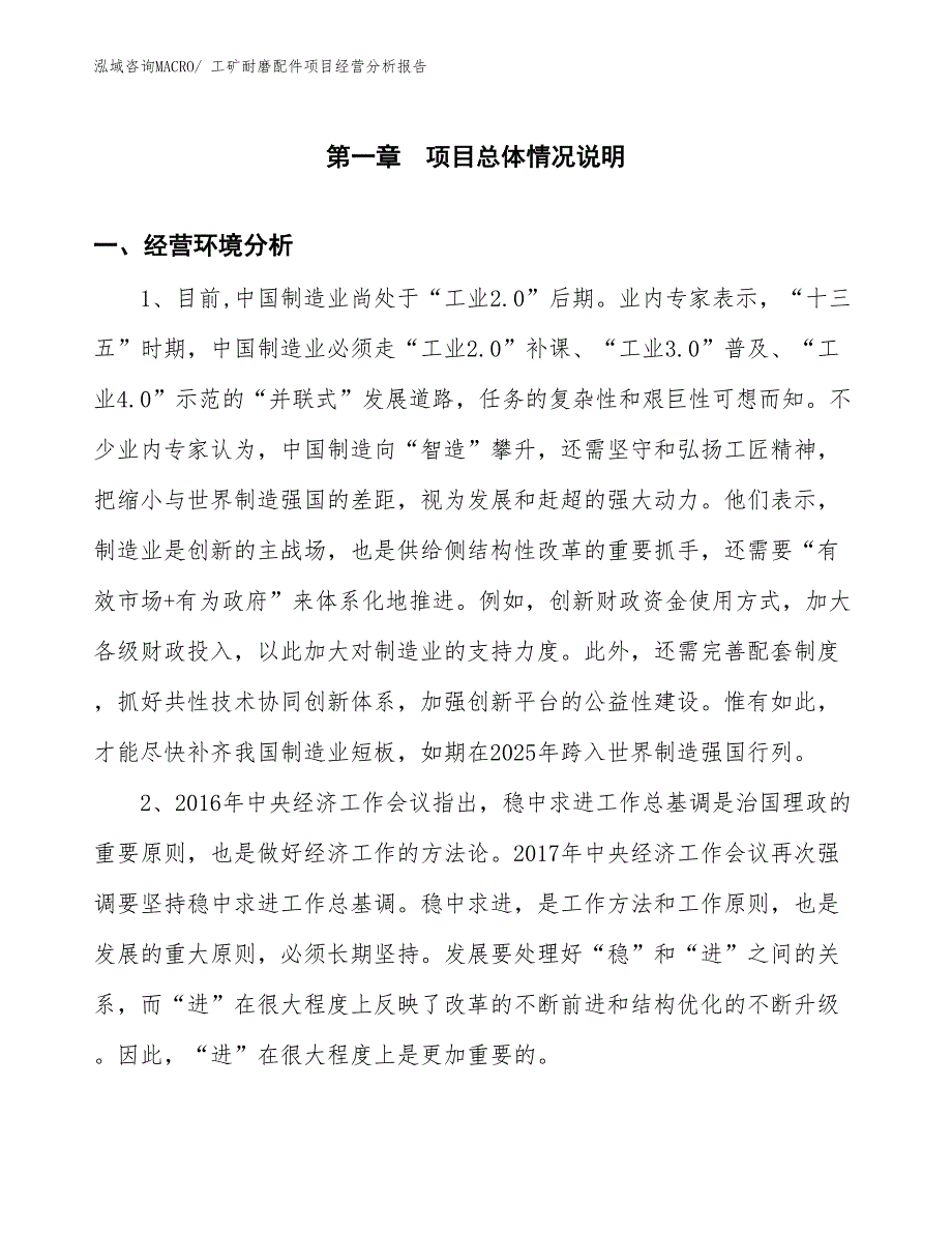 工矿耐磨配件项目经营分析报告_第1页