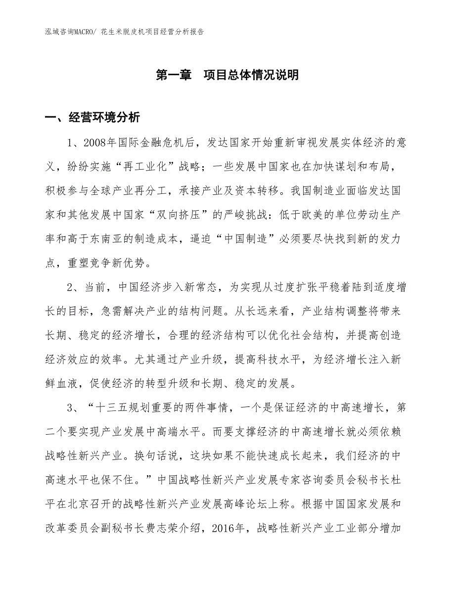 花生米脱皮机项目经营分析报告_第1页