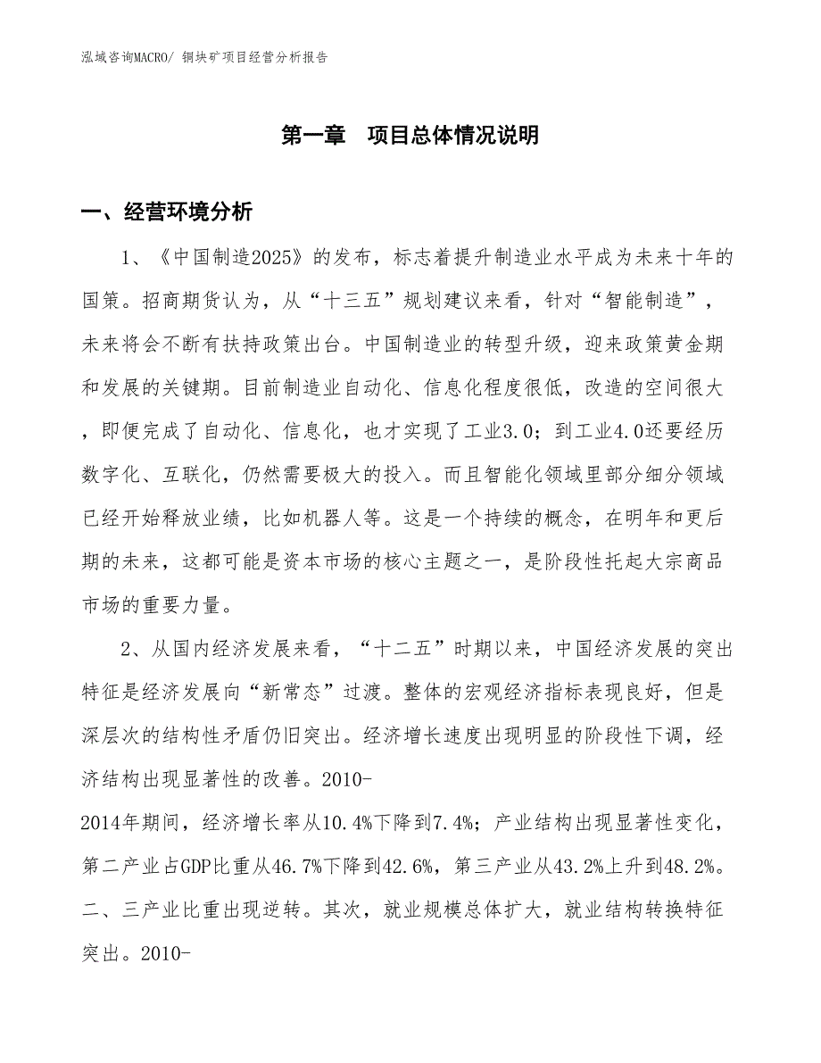 铜块矿项目经营分析报告_第1页