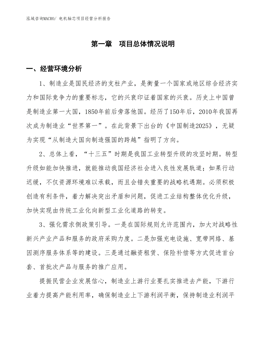 电机轴芯项目经营分析报告_第1页