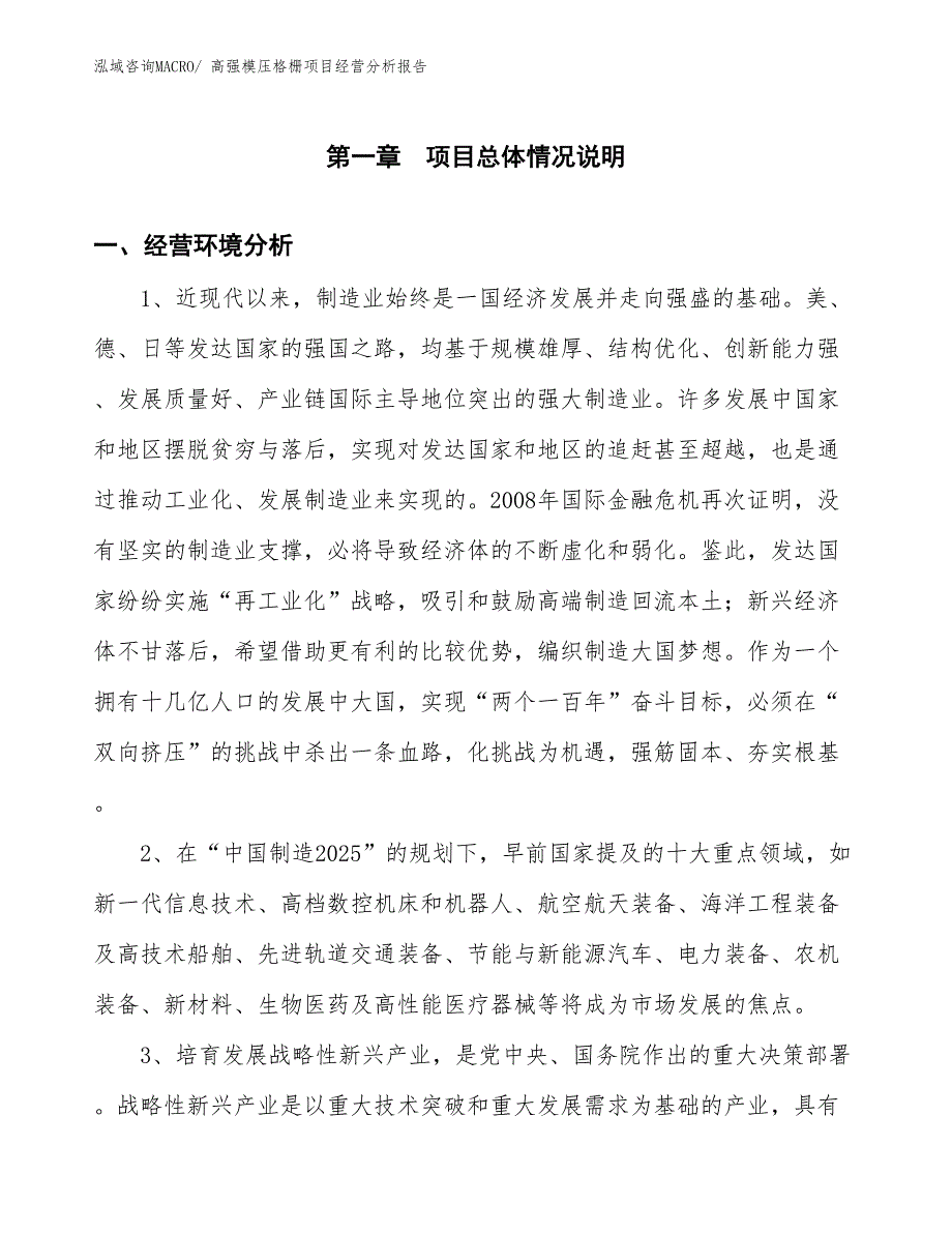 高强模压格栅项目经营分析报告_第1页