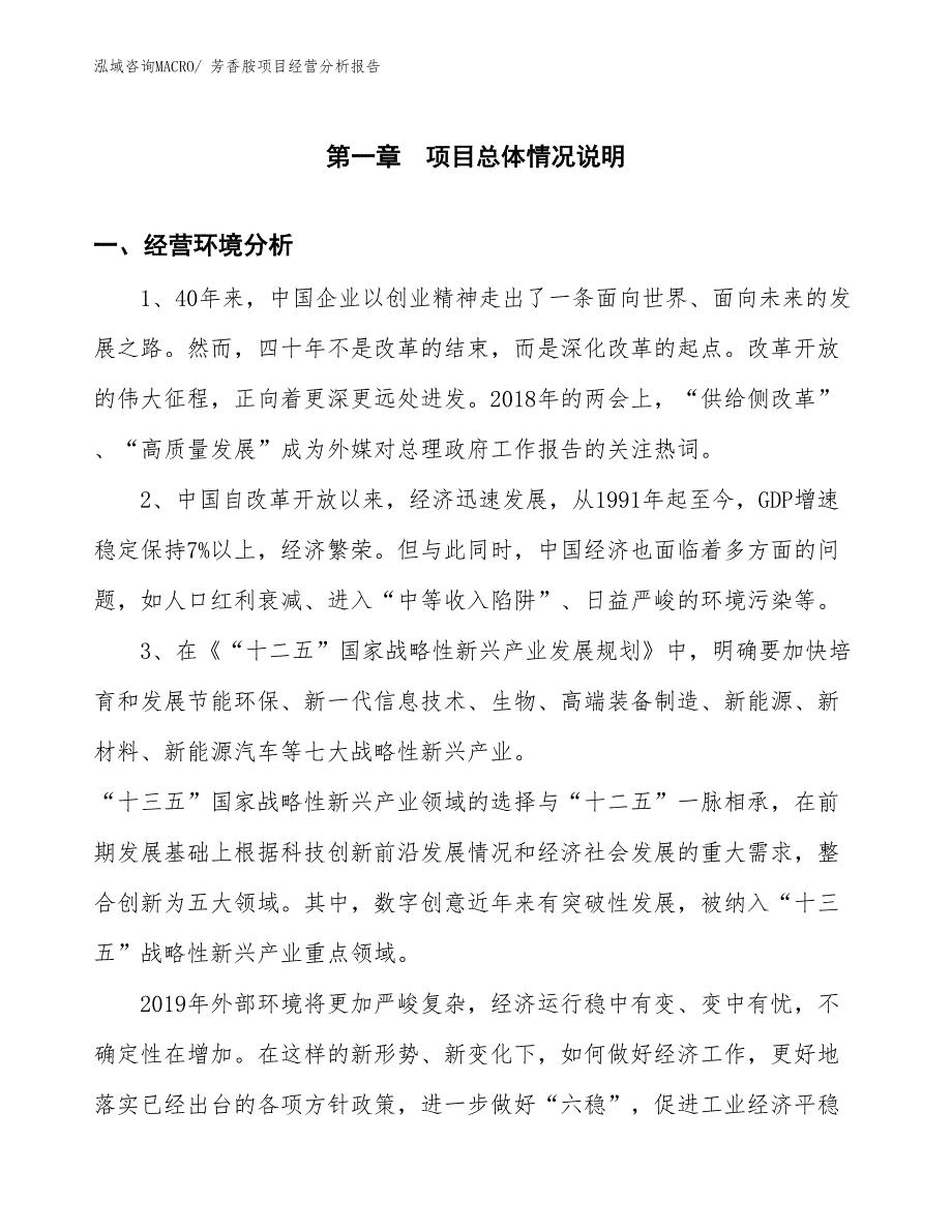 芳香胺项目经营分析报告_第1页