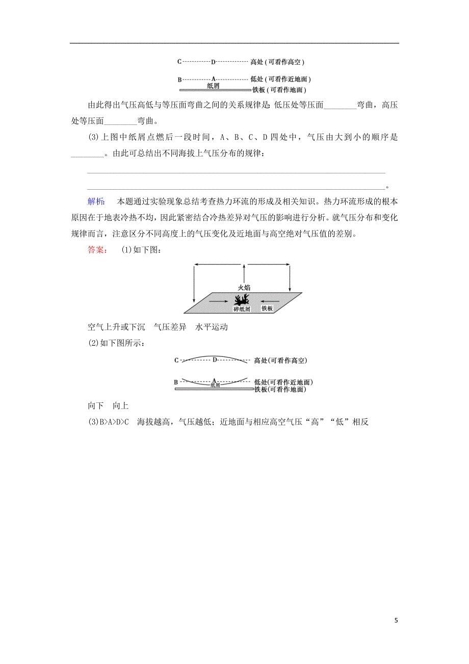 2017-2018学年高中地理第二章地球上的大气2.1.1大气的受热过程热力环流课时作业新人教版必修_第5页