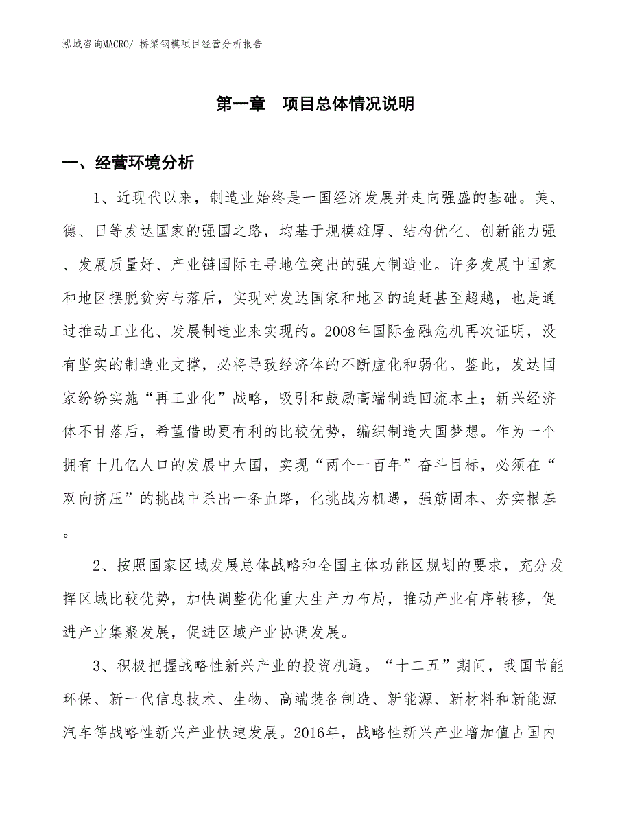 桥梁钢模项目经营分析报告_第1页