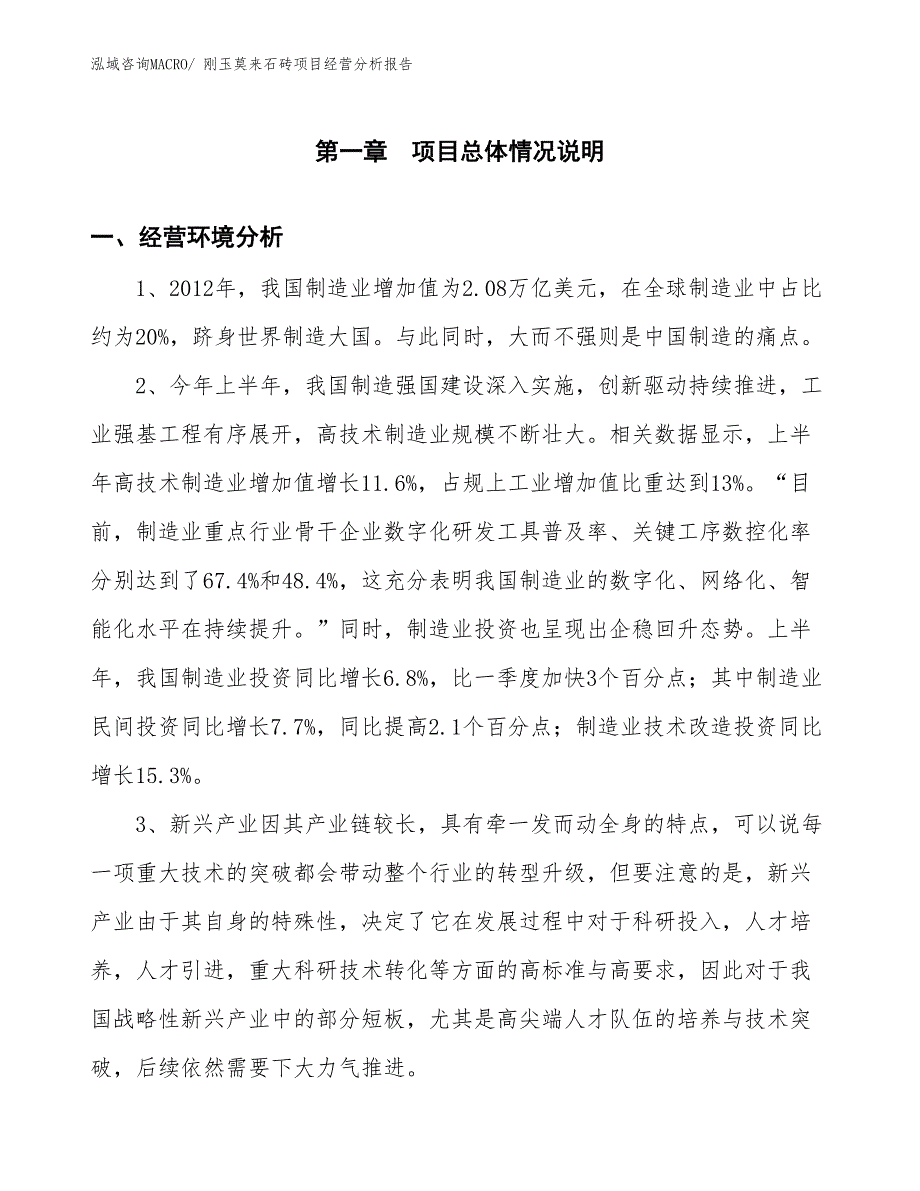 刚玉莫来石砖项目经营分析报告_第1页