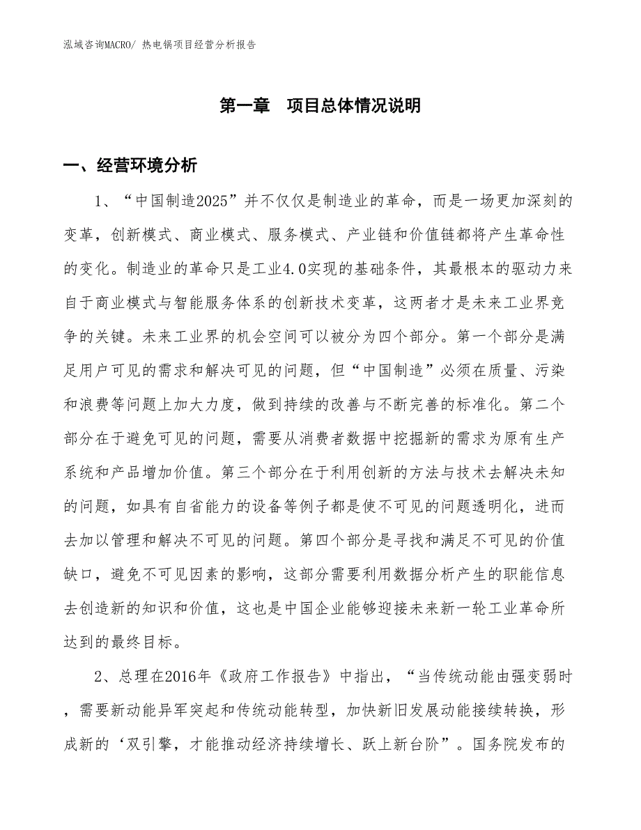 热电锅项目经营分析报告_第1页