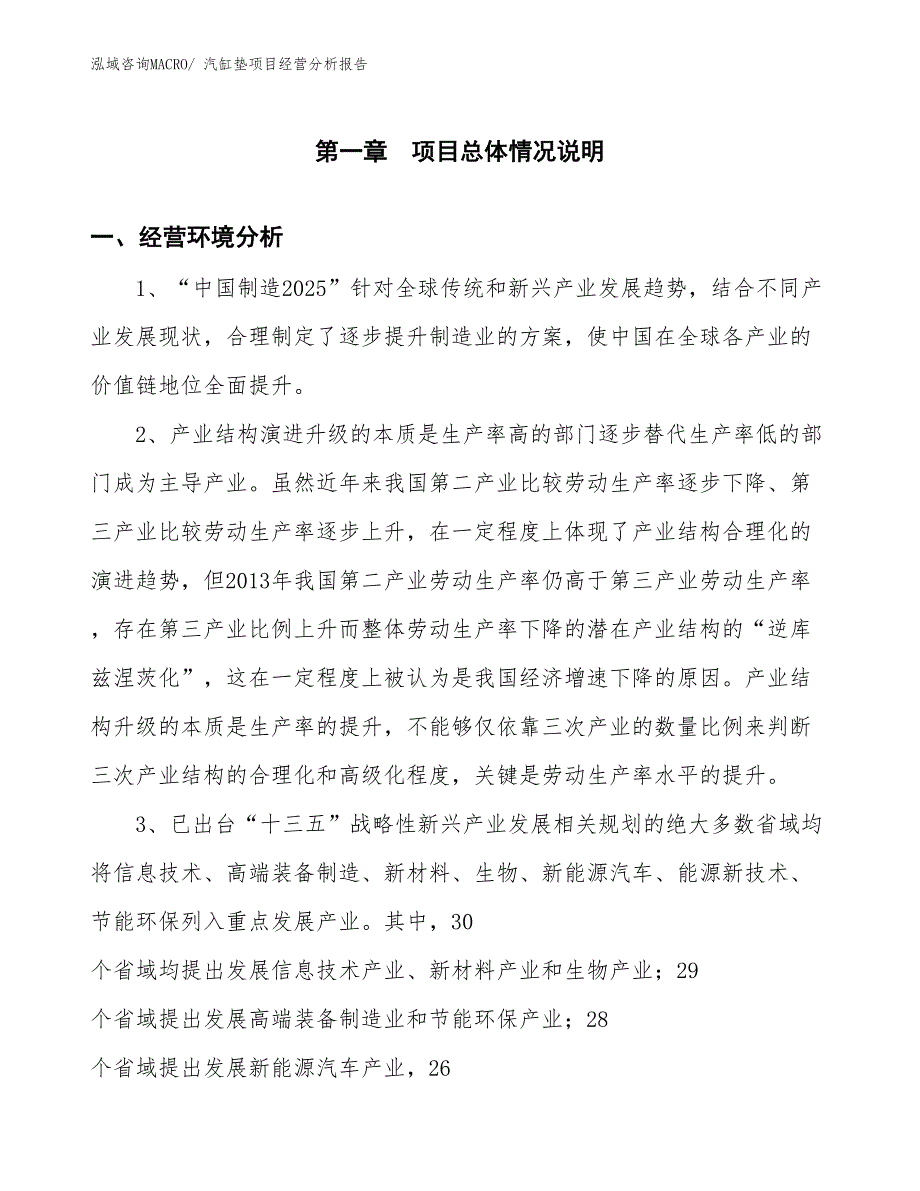 汽缸垫项目经营分析报告_第1页