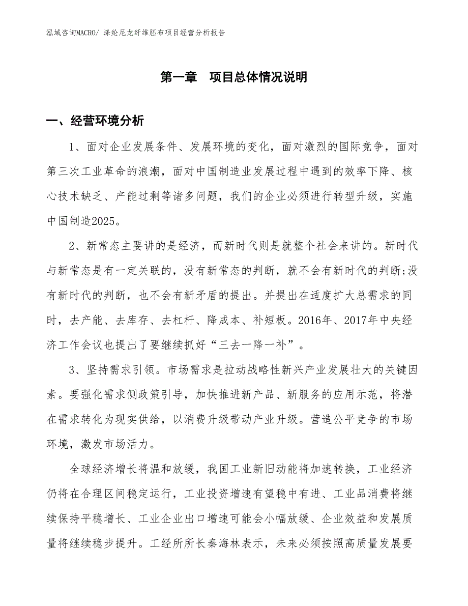 涤纶尼龙纤维胚布项目经营分析报告_第1页