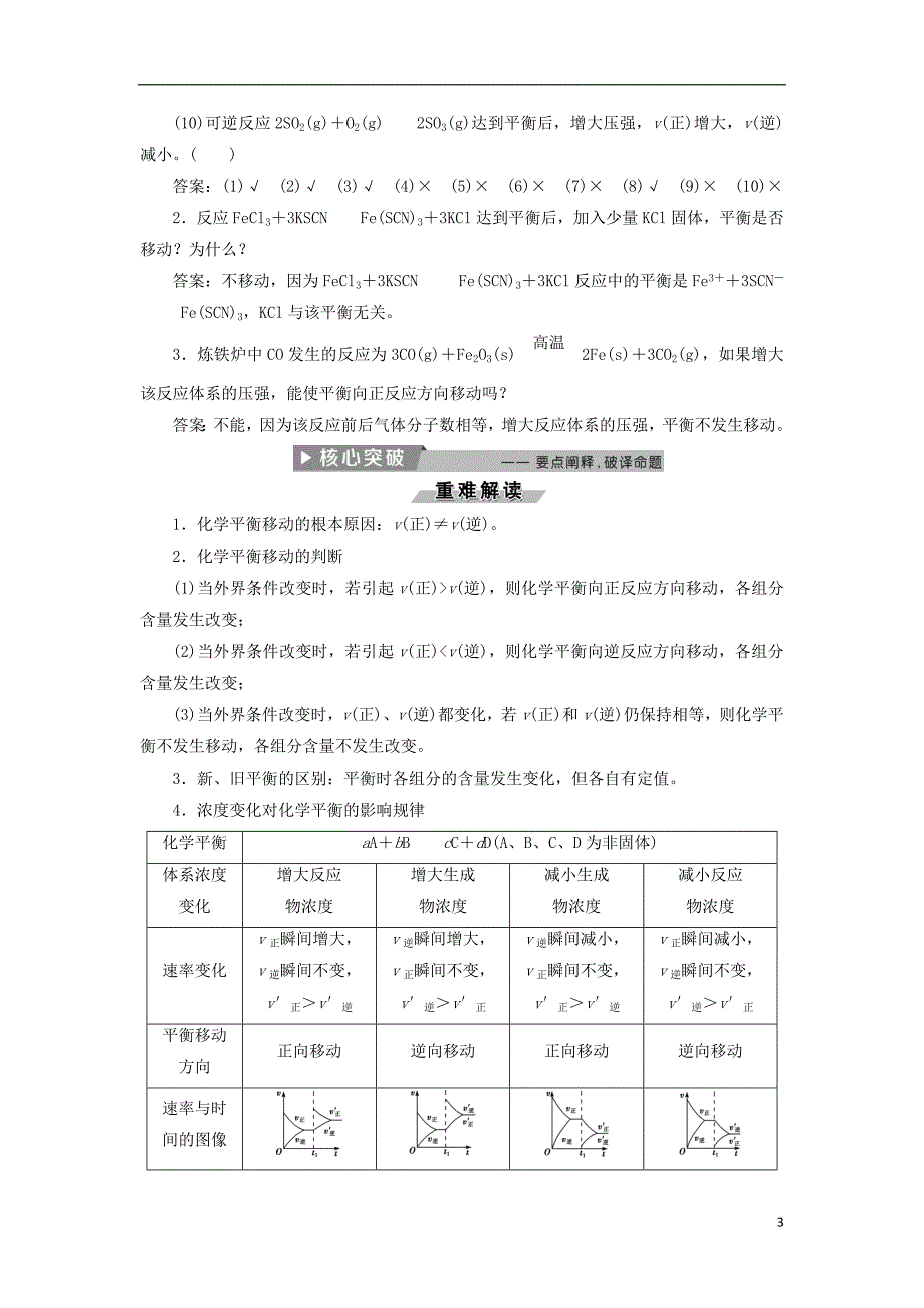 2017-2018学年高中化学第二章化学反应速率和化学平衡2.3化学平衡第2课时影响化学平衡移动的因素导学案新人教版选修_第3页