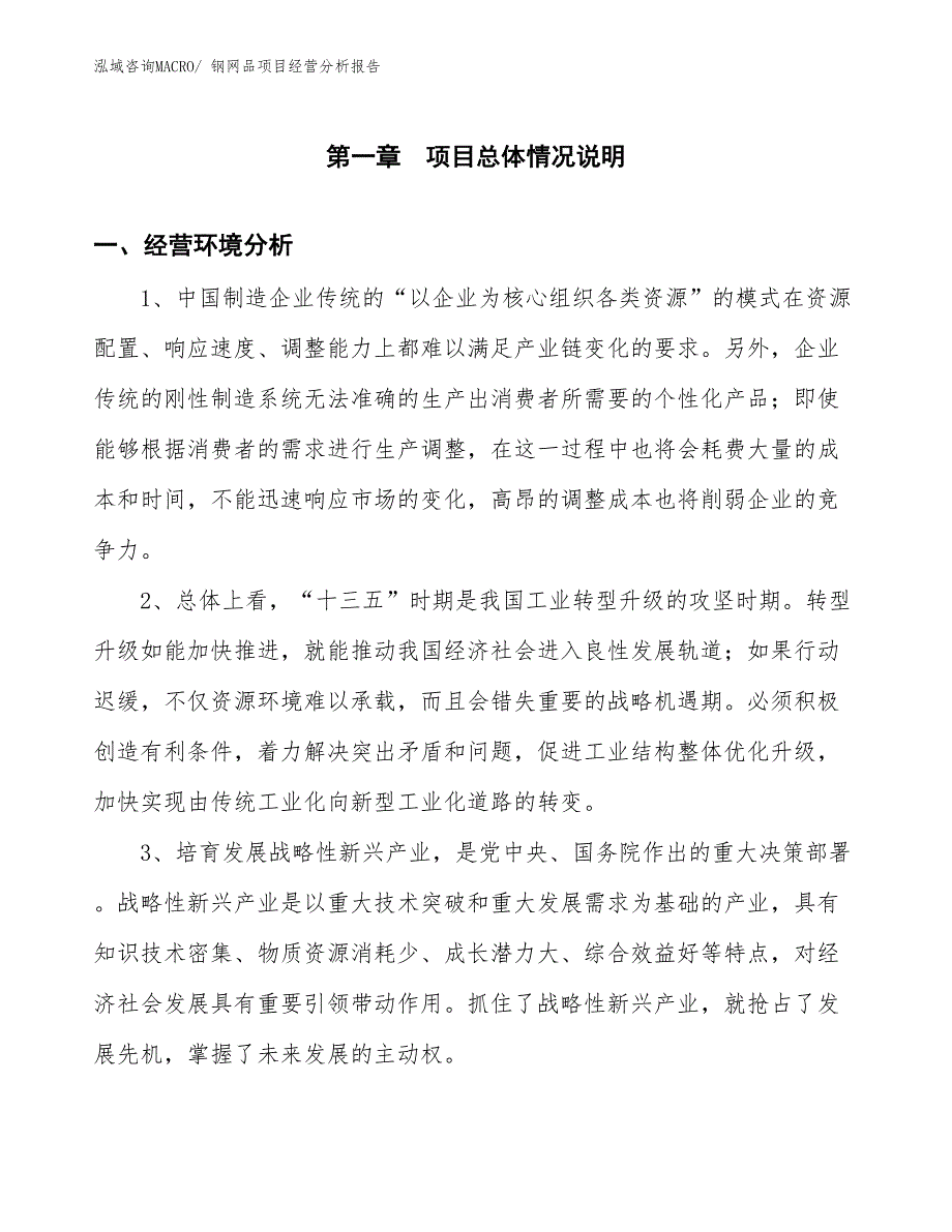 钢网品项目经营分析报告_第1页