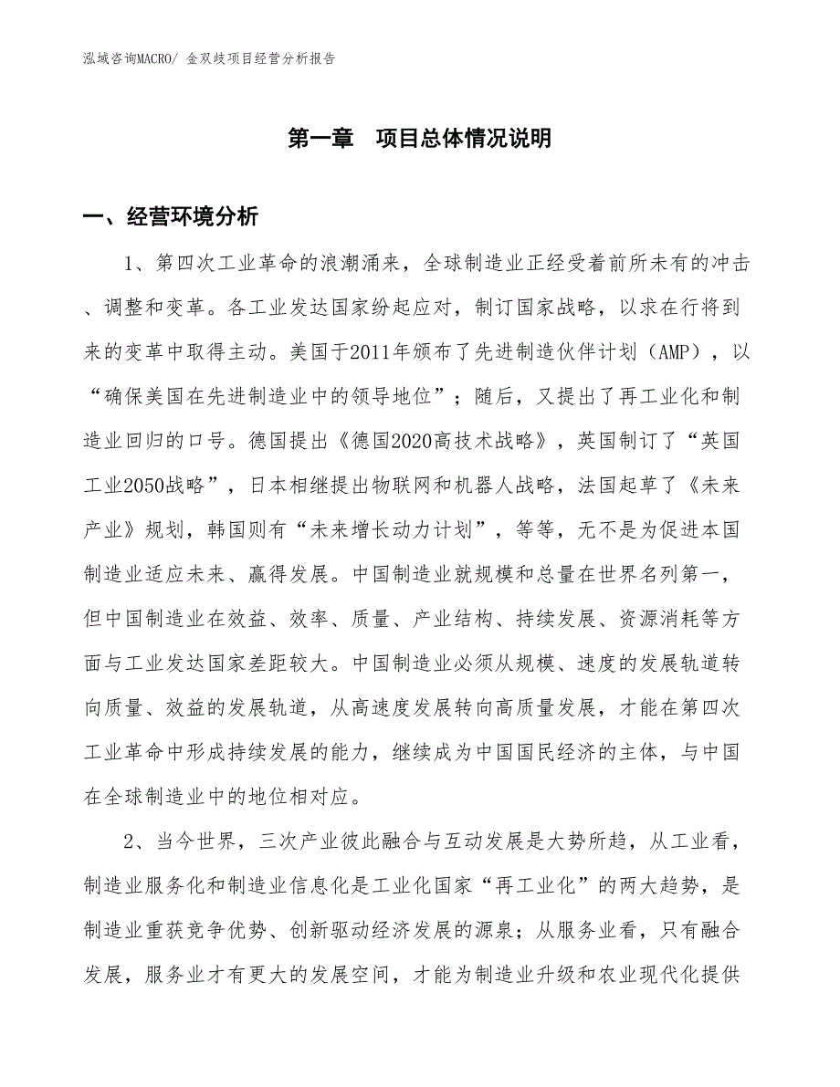 金双歧项目经营分析报告_第1页