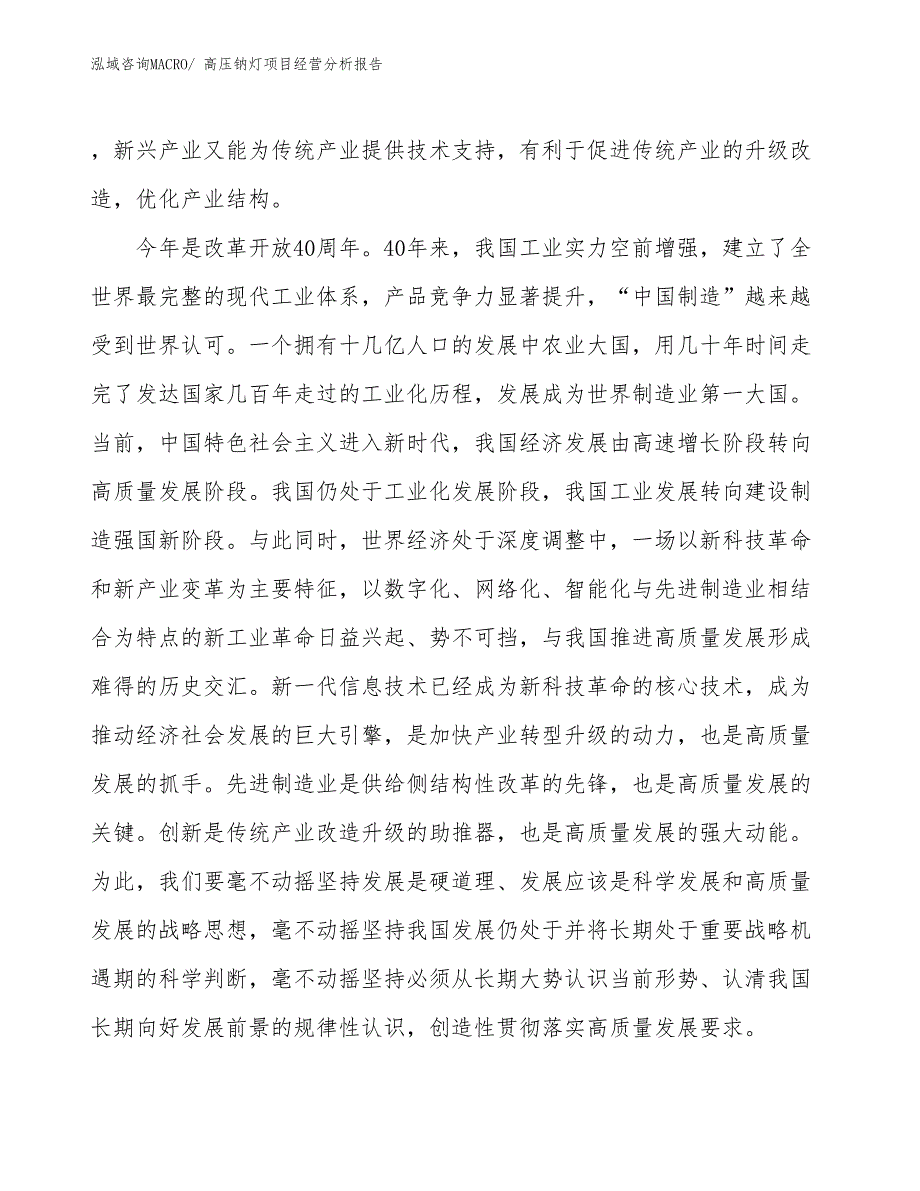 高压钠灯项目经营分析报告_第2页