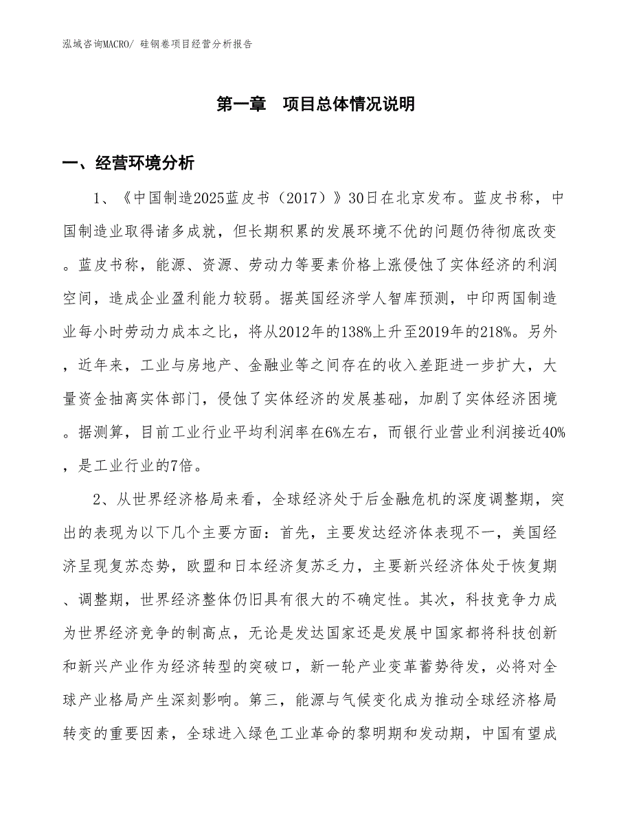 硅钢卷项目经营分析报告_第1页