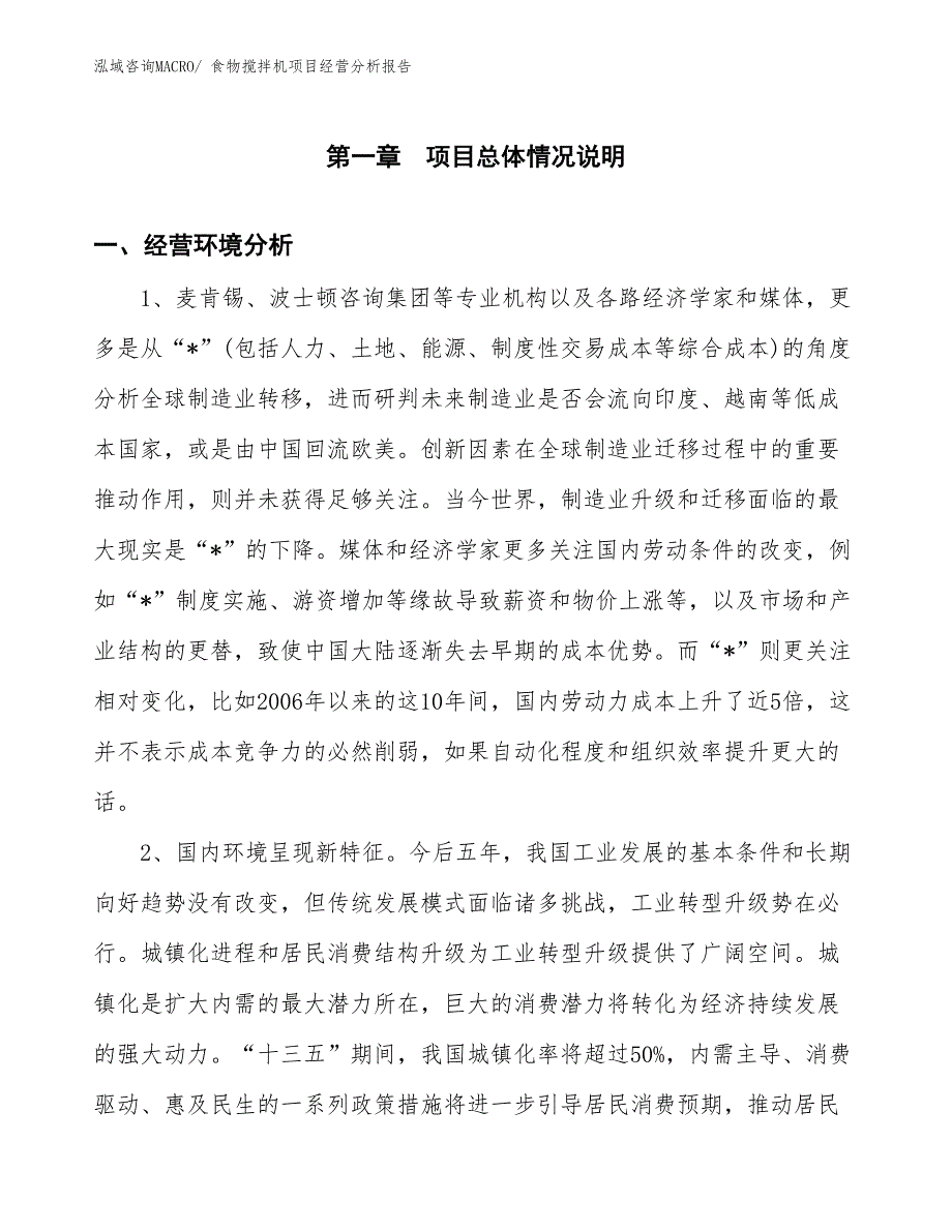 食物搅拌机项目经营分析报告_第1页