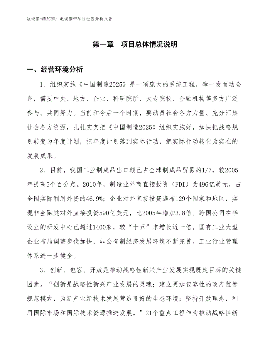 电缆铜带项目经营分析报告_第1页