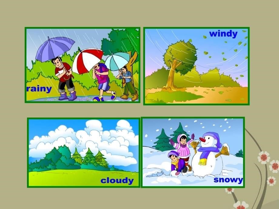 Unit 8 Topic 1 What’s the weather like in spring？Section B 课件 (仁爱版七年级下).ppt_第5页
