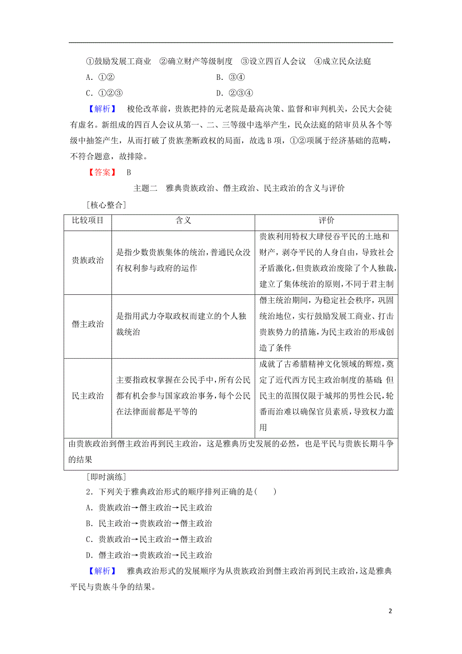 2017-2018学年高中历史专题一梭伦改革专题分层突破含解析人民版选修_第2页