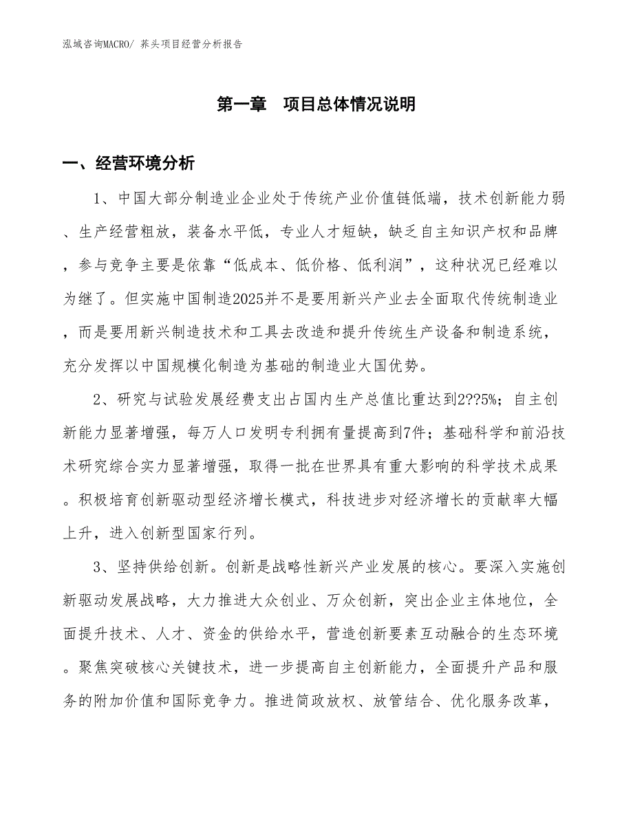 荞头项目经营分析报告_第1页