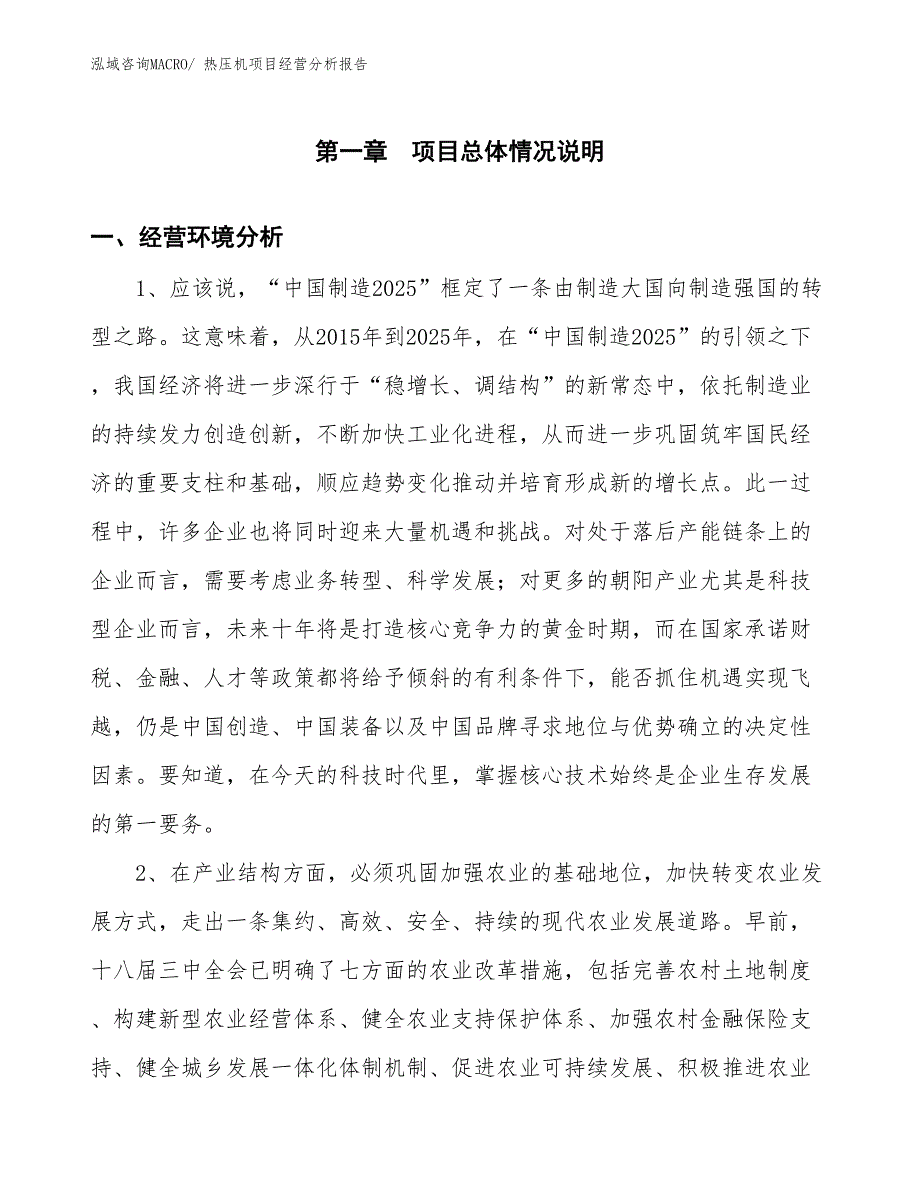 热压机项目经营分析报告_第1页