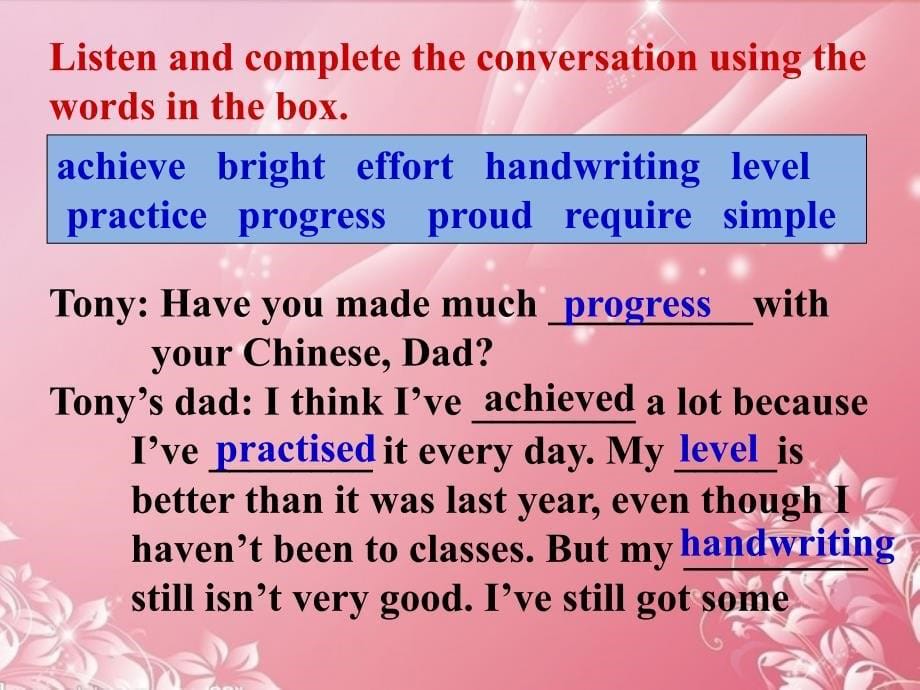 Module 9 English for you and me Unit 1 I’m proud of what I’ve learnt. 课件 (外研版九年级下).ppt_第5页