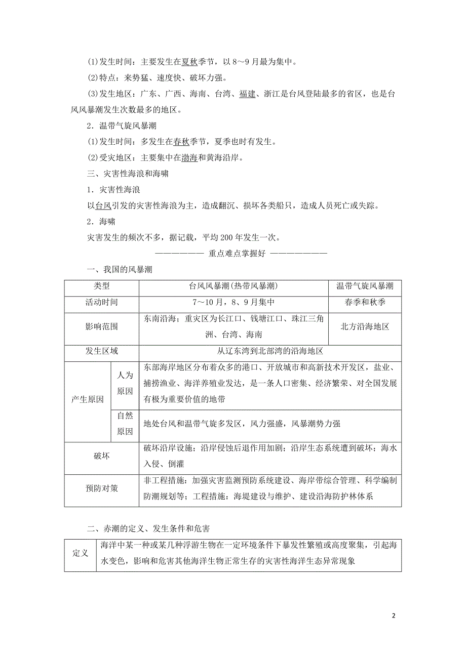 2017-2018学年高中地理第二章中国的主要自然灾害第三节中国的海洋灾害教学案中图版选修_第2页