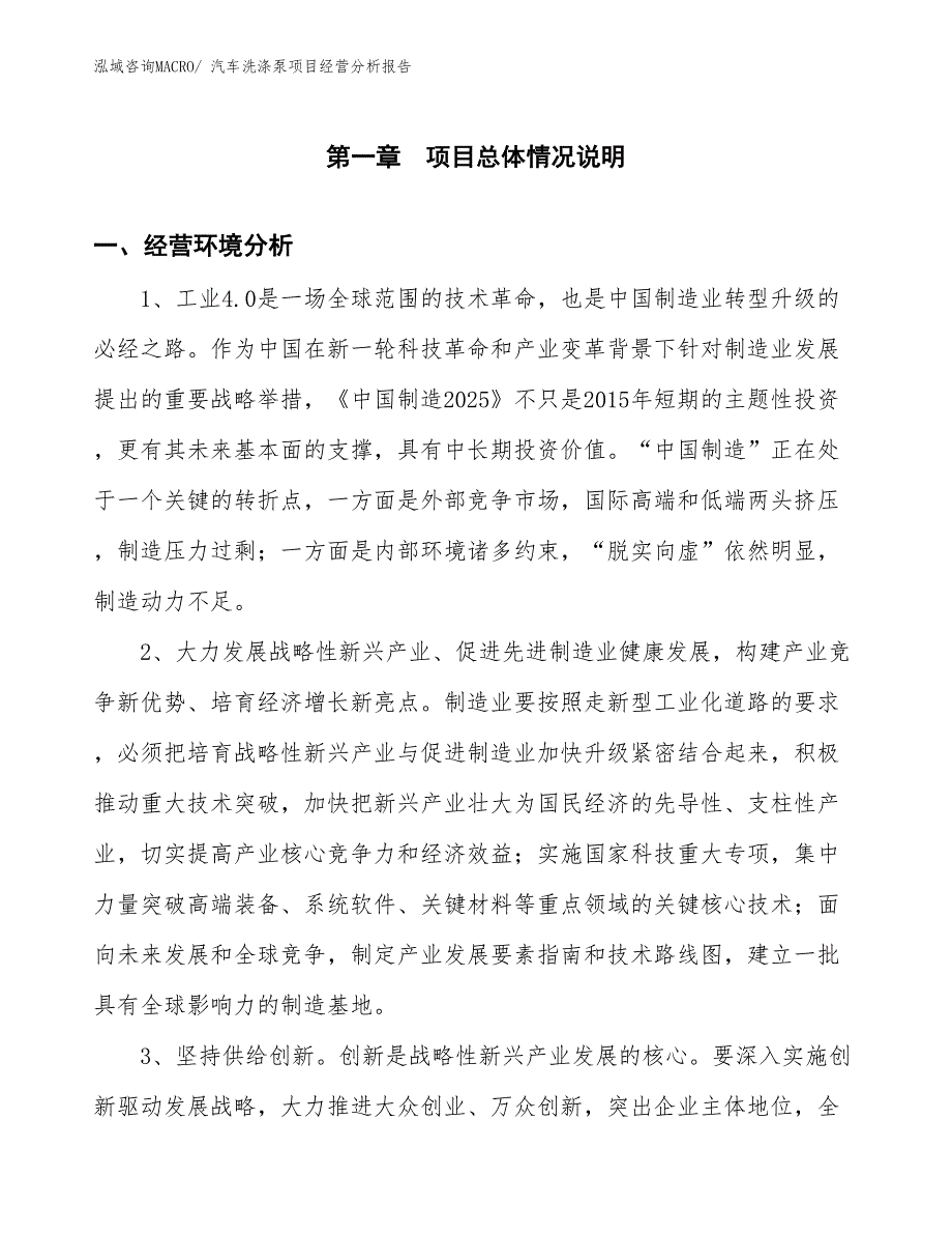 汽车洗涤泵项目经营分析报告_第1页