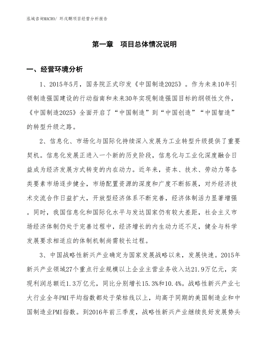 环戊酮项目经营分析报告_第1页