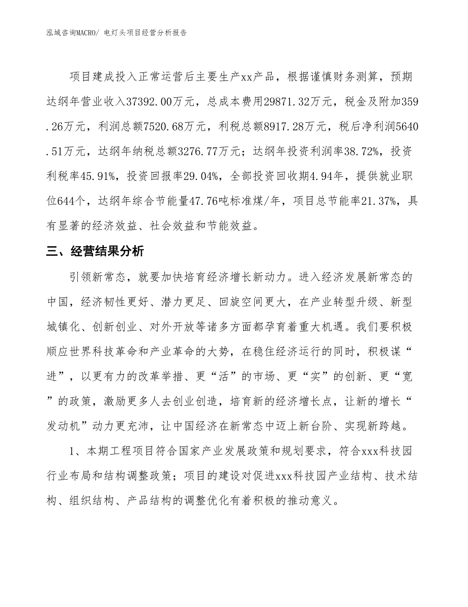 电灯头项目经营分析报告_第3页