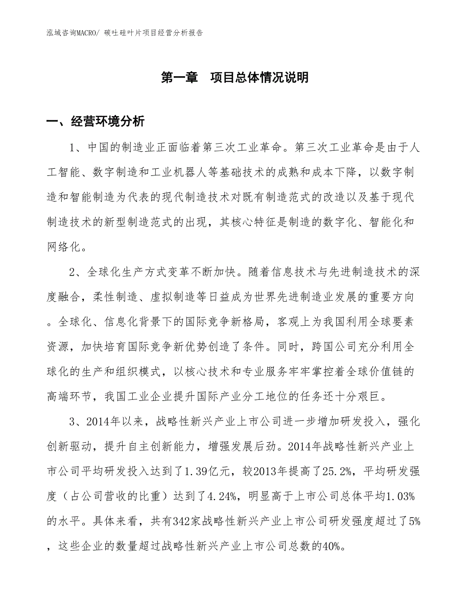 碳吐硅叶片项目经营分析报告_第1页