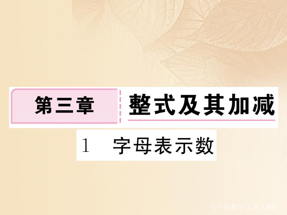 2018-2019学年七年级数学上册3.1字母表示数课件新版北师大版_第1页