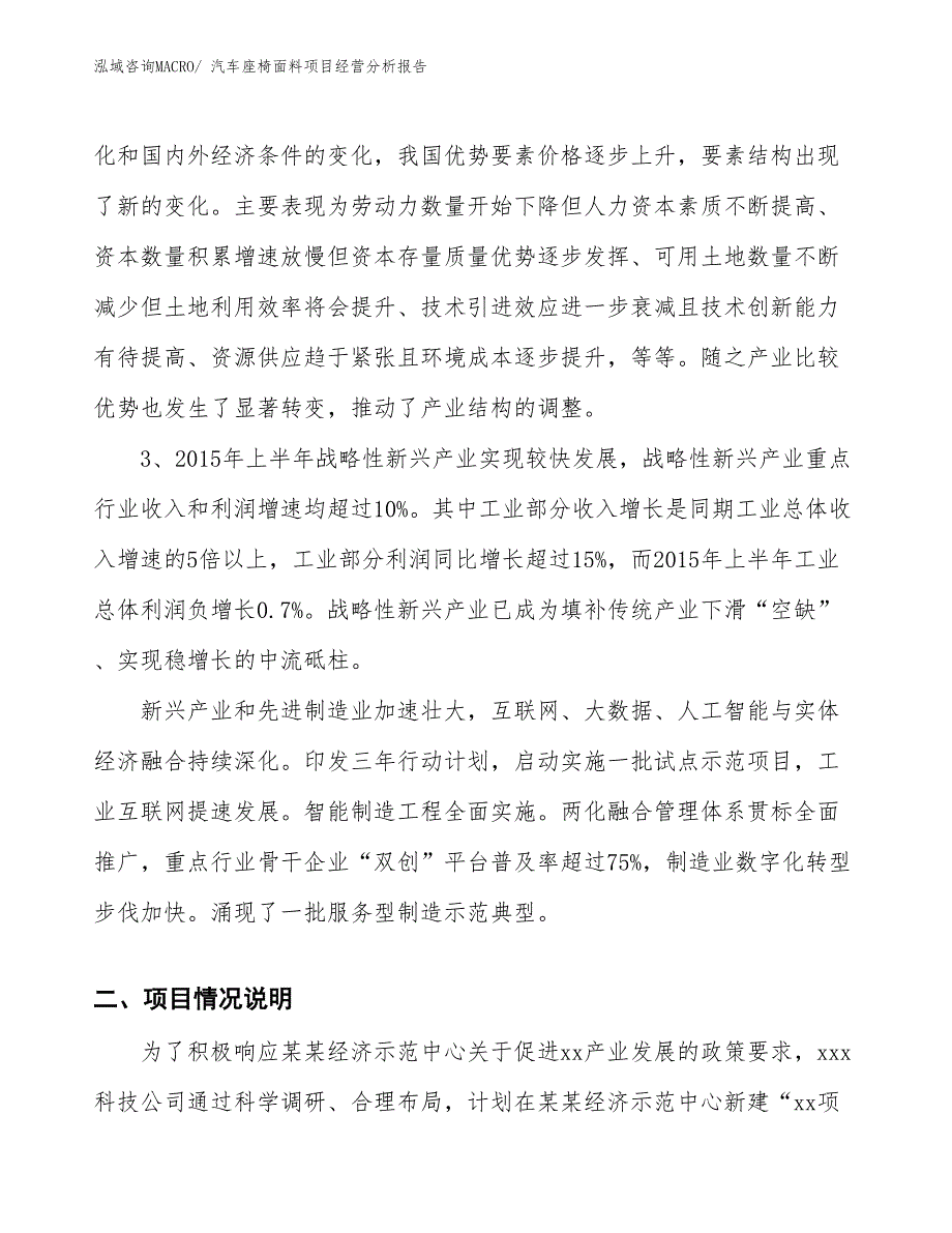 汽车座椅面料项目经营分析报告_第2页