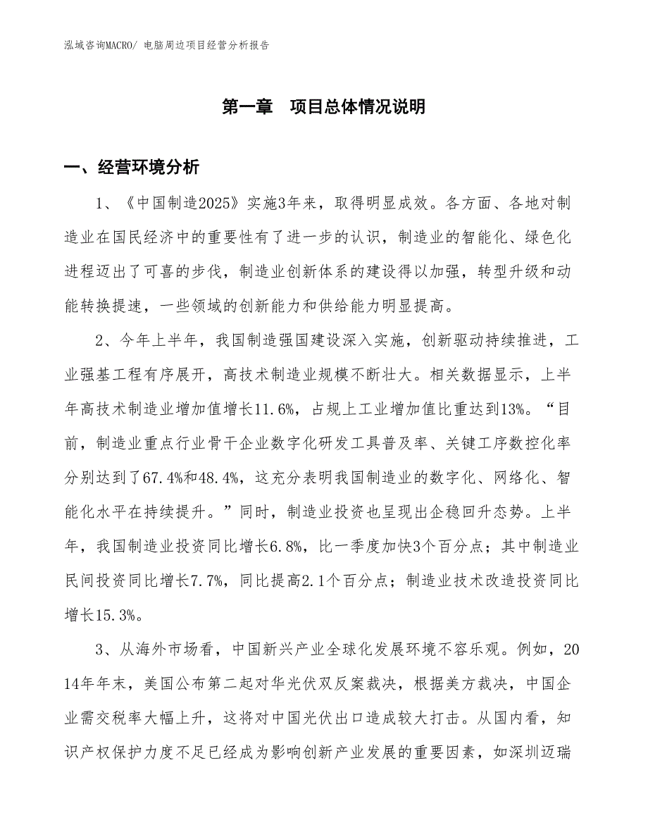 电脑周边项目经营分析报告_第1页