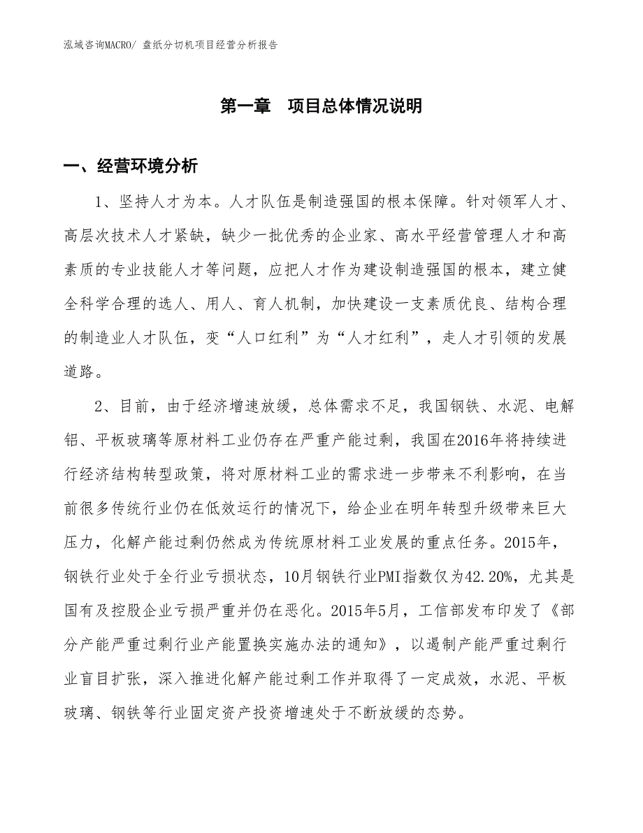 盘纸分切机项目经营分析报告_第1页