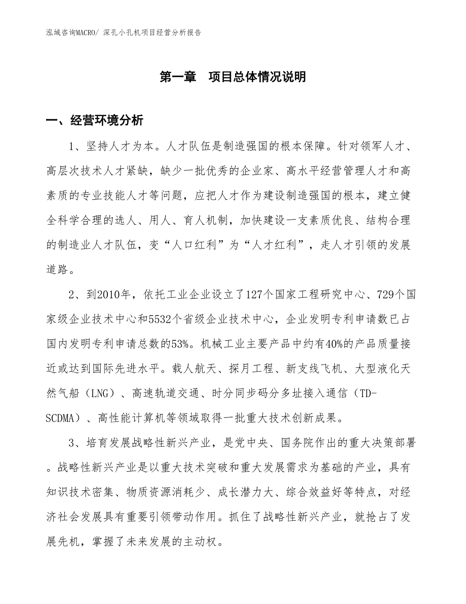 深孔小孔机项目经营分析报告_第1页