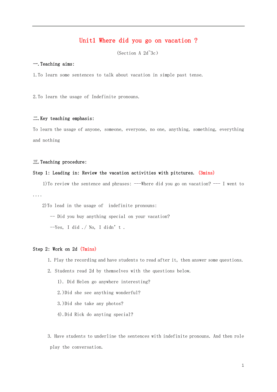 2017-2018学年八年级英语上册unit1wheredidyougoonvacationperiod2教案新版人教新目标版_第1页