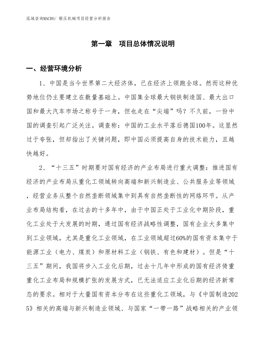 锻压机械项目经营分析报告_第1页