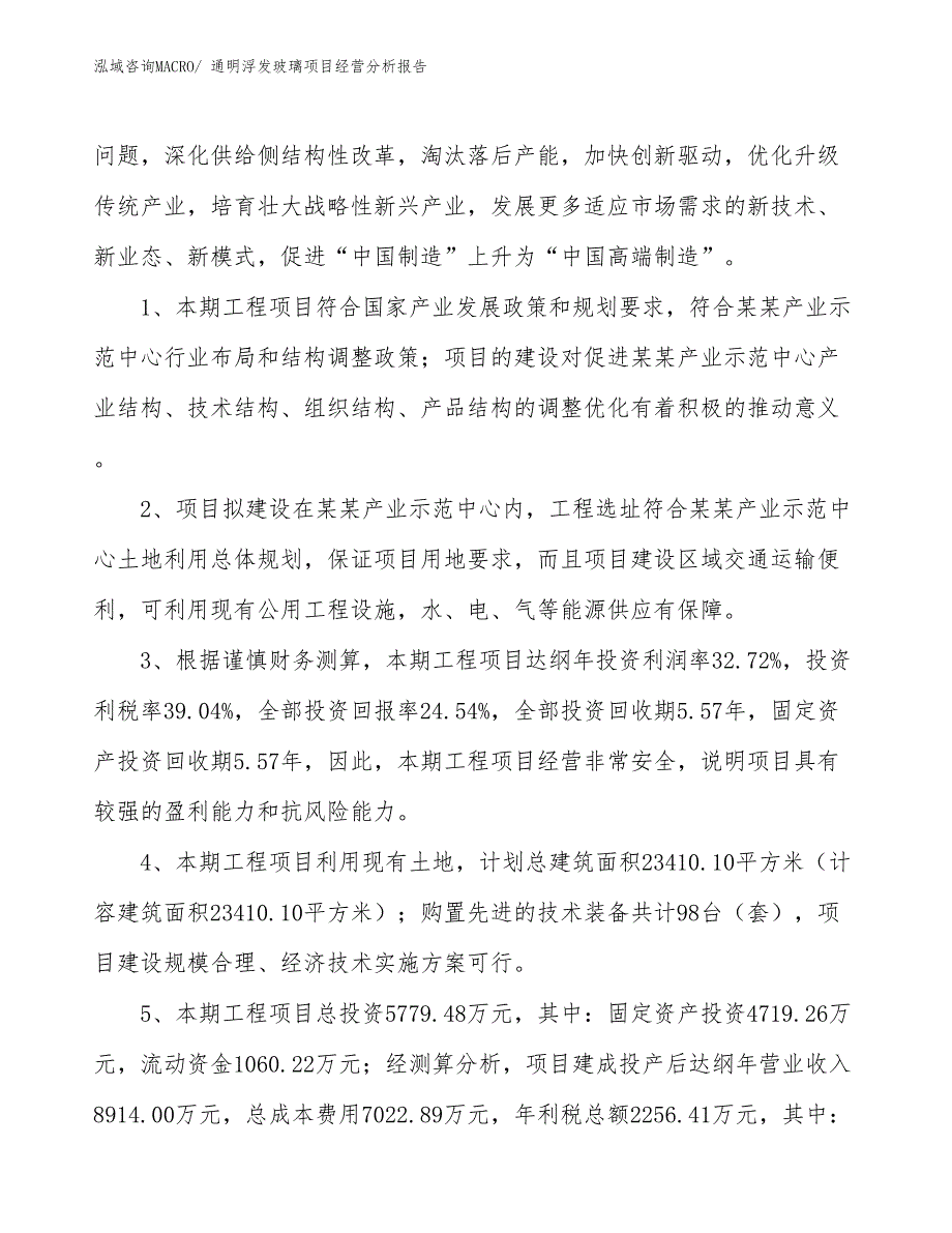 通明浮发玻璃项目经营分析报告_第4页