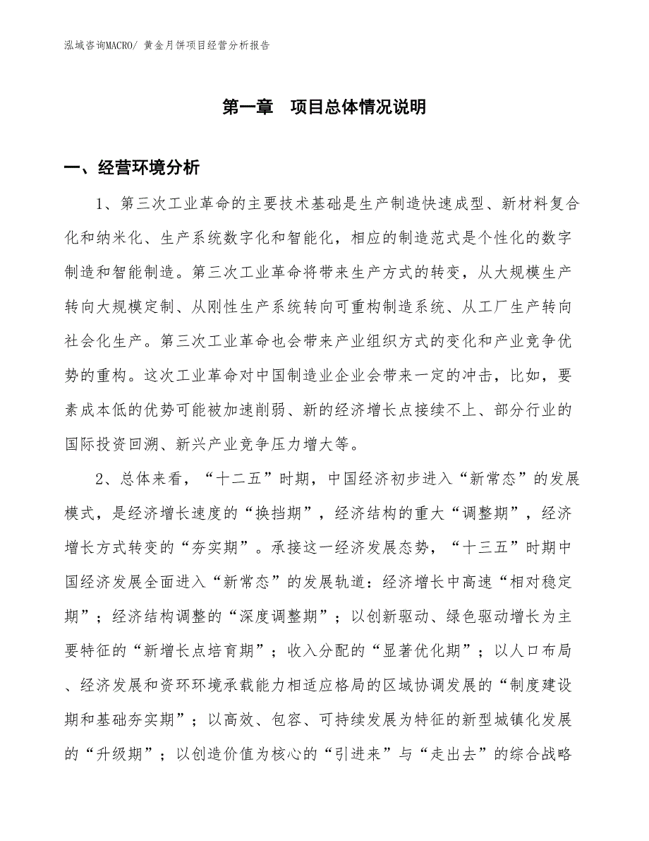 黄金月饼项目经营分析报告_第1页