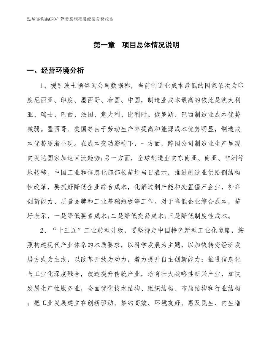 弹簧扁钢项目经营分析报告_第1页